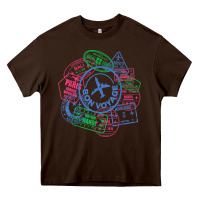 Chocolate Brown bon voyage travel stamp t shirt Heavy Core Tee - linhVisuals