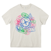 Cream bon voyage travel stamp t shirt Heavy Core Tee - linhVisuals