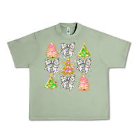 Oil Green Christmas Trees And Bow Urban Heavy Tee - CowhideDigitalArt