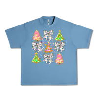 Pebble Blue Christmas Trees And Bow Urban Heavy Tee - CowhideDigitalArt