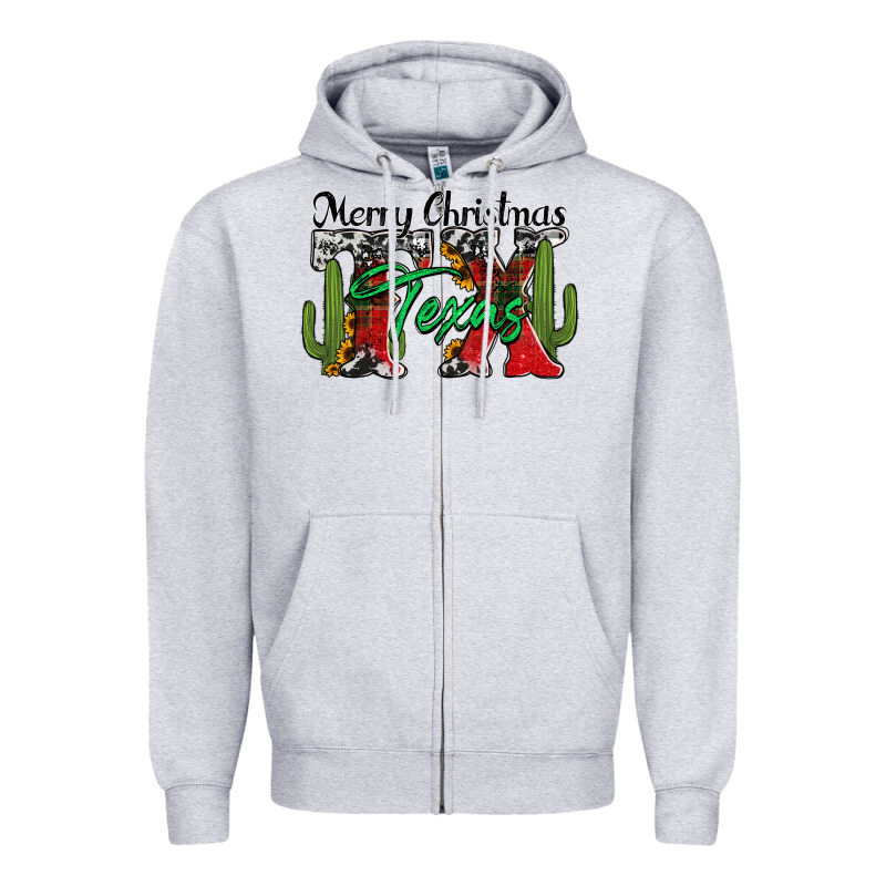 Merry Christmas Tx Texas Zipper Hoodie by Jasminsmagicworld | Teevron