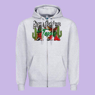 Merry Christmas Tx Texas Zipper Hoodie Designed By Jasminsmagicworld