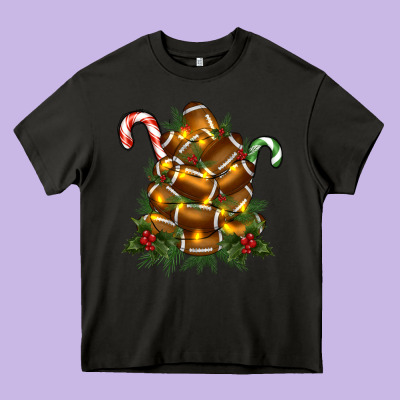 Football Tree Christmas Heavy Core Tee Designed By Ranaportraitstore