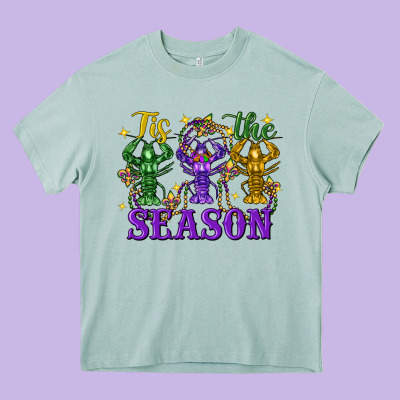 Tis The Season Crawfish Mardi Gras Heavy Core Tee Designed By Fadigitalartstudio