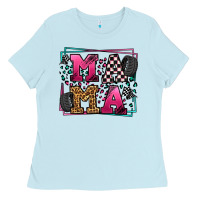 Baby Blue Racing leopard frame mama Mother's Day Ladies Tee - LillyAllenDesigns
