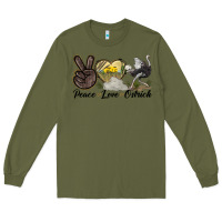 Army Green peace love ostrich Long Sleeve Tee - LillyAllenDesigns