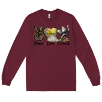 Burgundy peace love ostrich Long Sleeve Tee - LillyAllenDesigns
