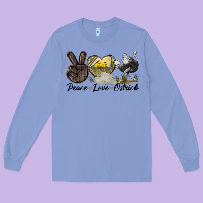 Peace Love Ostrich Long Sleeve Tee Designed By Lillyallendesigns