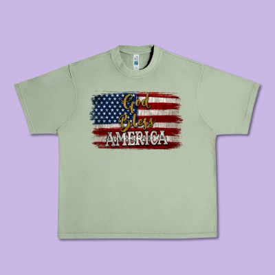 God Bless America Distressed Flag Urban Heavy Tee Designed By Jasminsmagicworld