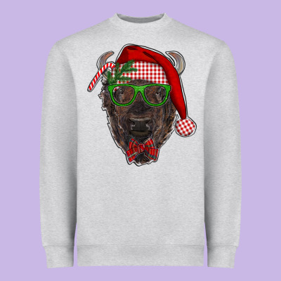 Christmas Bison Heavyweight Sweatshirt Designed By Ranaportraitstore