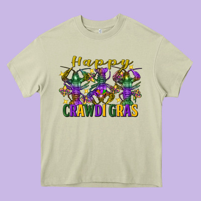 Happy Crawdi Gras Mardi Gras Crawfish Heavy Core Tee Designed By Fadigitalartstudio
