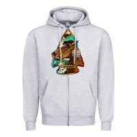 Heather Grey horse arrowhead Zipper Hoodie - Jasminsmagicworld