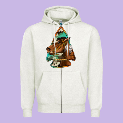 Horse Arrowhead Zipper Hoodie Designed By Jasminsmagicworld