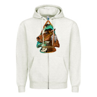 Oatmeal Heather horse arrowhead Zipper Hoodie - Jasminsmagicworld