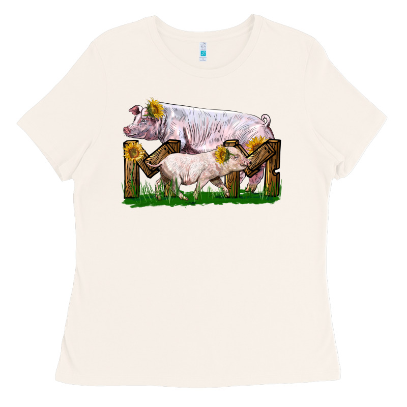 Mom With White Chester Pig And Baby Pig Ladies Tee by LillyAllenDesigns | Teevron