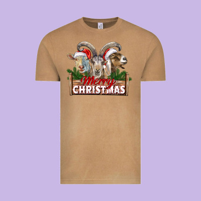 Merry Christmas Goats Vintage Tee Designed By Lillyallendesigns