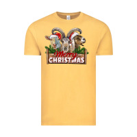 Vintage Mustard Merry Christmas Goats Vintage Tee - LillyAllenDesigns