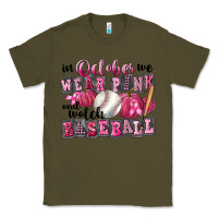 Army Green In October We Wear Pink And Watch Baseball Classic Tee - FaDigitalArtStudio