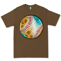 Cacao baseball with sunflower round earrings Premium Tee - BundleAndBundleShop