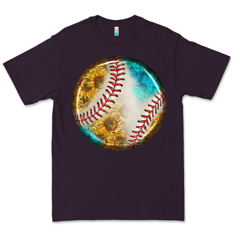 Baseball With Sunflower Round Earrings Premium Tee by BundleAndBundleShop | Teevron