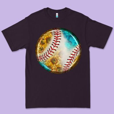 Baseball With Sunflower Round Earrings Premium Tee Designed By Bundleandbundleshop