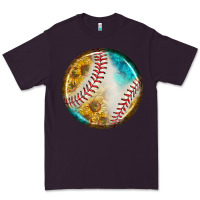 Plum baseball with sunflower round earrings Premium Tee - BundleAndBundleShop
