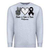Heather Grey Peace Love Cure Melanoma Cancer Premium Sweatshirt - Jasminsmagicworld