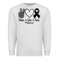 Oatmeal Heather Peace Love Cure Melanoma Cancer Premium Sweatshirt - Jasminsmagicworld