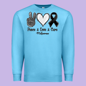 Peace Love Cure Melanoma Cancer Premium Sweatshirt Designed By Jasminsmagicworld