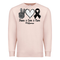 Pale Pink Peace Love Cure Melanoma Cancer Premium Sweatshirt - Jasminsmagicworld