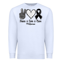 White Peace Love Cure Melanoma Cancer Premium Sweatshirt - Jasminsmagicworld