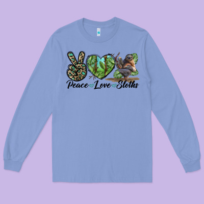 Peace Love Sloths Long Sleeve Tee Designed By Lillyallendesigns