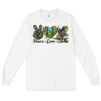 White Peace Love Sloths Long Sleeve Tee - LillyAllenDesigns