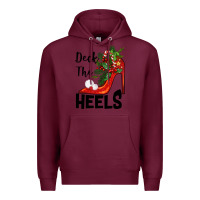 Burgundy deck the heels Christmas Premium Hoodie - BarkalooDesign
