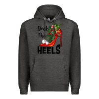 Charcoal Heather deck the heels Christmas Premium Hoodie - BarkalooDesign