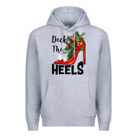 Heather Grey deck the heels Christmas Premium Hoodie - BarkalooDesign
