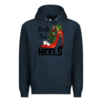Navy deck the heels Christmas Premium Hoodie - BarkalooDesign