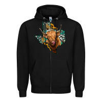 Black texas map highland cow Zipper Hoodie - Jasminsmagicworld
