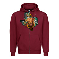 Burgundy texas map highland cow Zipper Hoodie - Jasminsmagicworld