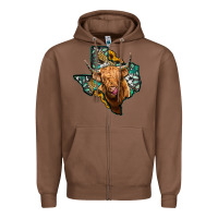 Chestnut texas map highland cow Zipper Hoodie - Jasminsmagicworld