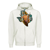 Oatmeal Heather texas map highland cow Zipper Hoodie - Jasminsmagicworld