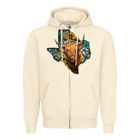 Sandshell texas map highland cow Zipper Hoodie - Jasminsmagicworld