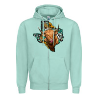 Seafoam texas map highland cow Zipper Hoodie - Jasminsmagicworld
