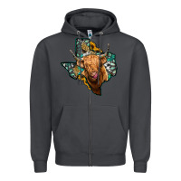 Smoke texas map highland cow Zipper Hoodie - Jasminsmagicworld