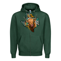 Sports Green texas map highland cow Zipper Hoodie - Jasminsmagicworld