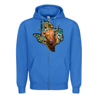 True Royal texas map highland cow Zipper Hoodie - Jasminsmagicworld