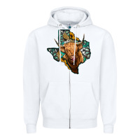 White texas map highland cow Zipper Hoodie - Jasminsmagicworld
