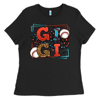 Black Baseball gigi leopard frame Ladies Tee - LillyAllenDesigns