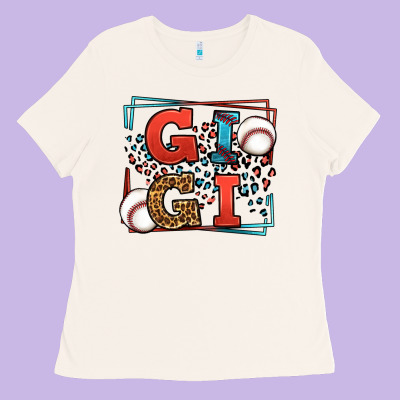 Baseball Gigi Leopard Frame Ladies Tee Designed By Lillyallendesigns