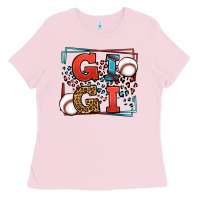 Bubblegum Pink Baseball gigi leopard frame Ladies Tee - LillyAllenDesigns